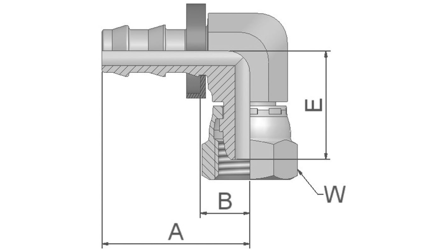 Racor hidráulico, Parker, 39C82-10-6B, Connector A Manguera de 3/8, Connector B Hembra M16