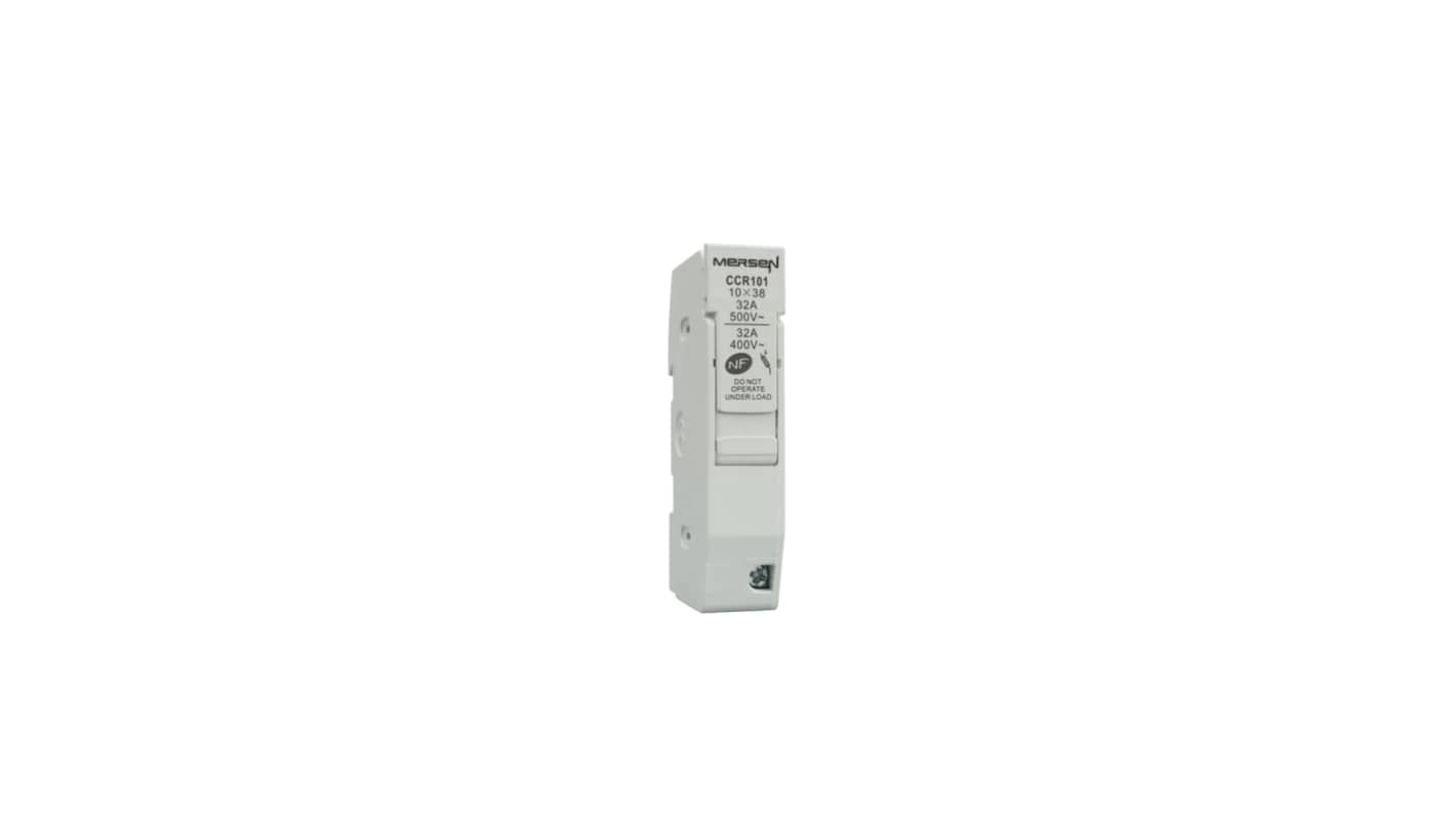Mersen 32A Rail Mount Fuse Holder for 10 x 38mm Fuse, 1P, 500V ac