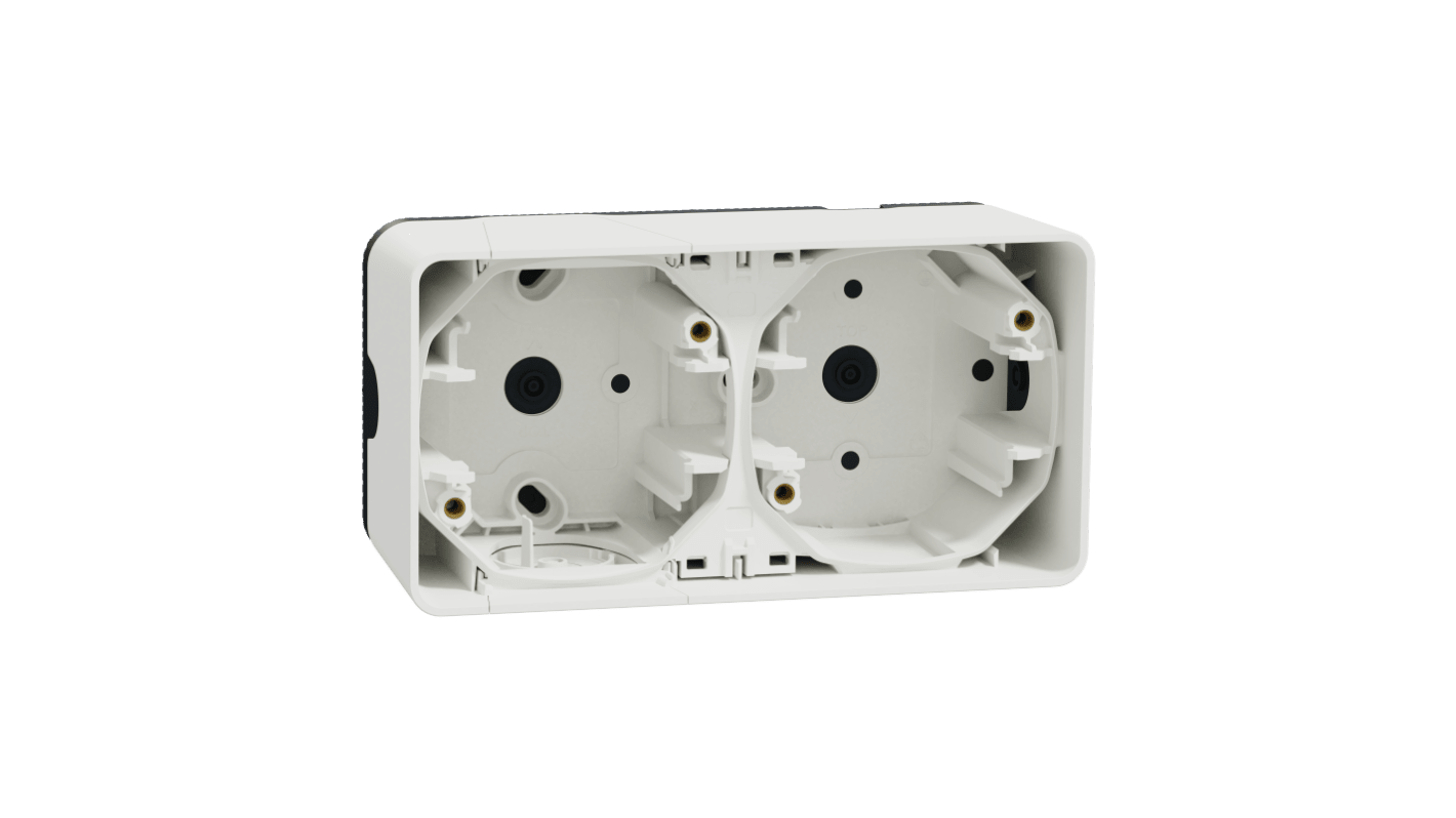Schneider Electric White 2 Gang Plug Socket, Indoor, Outdoor Use