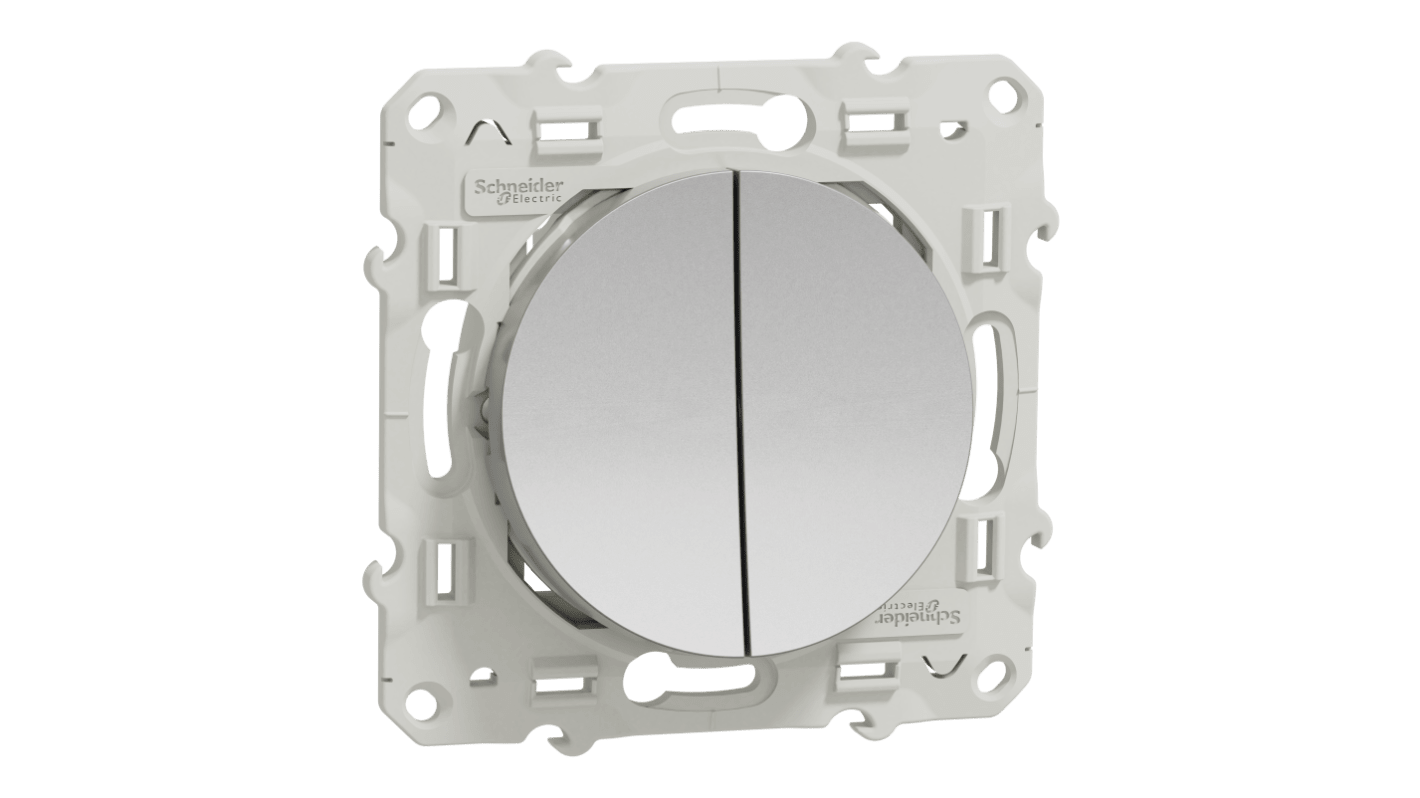 Schneider Electric Grey Rocker Switch, 2 Way, 1 Gang, Odace