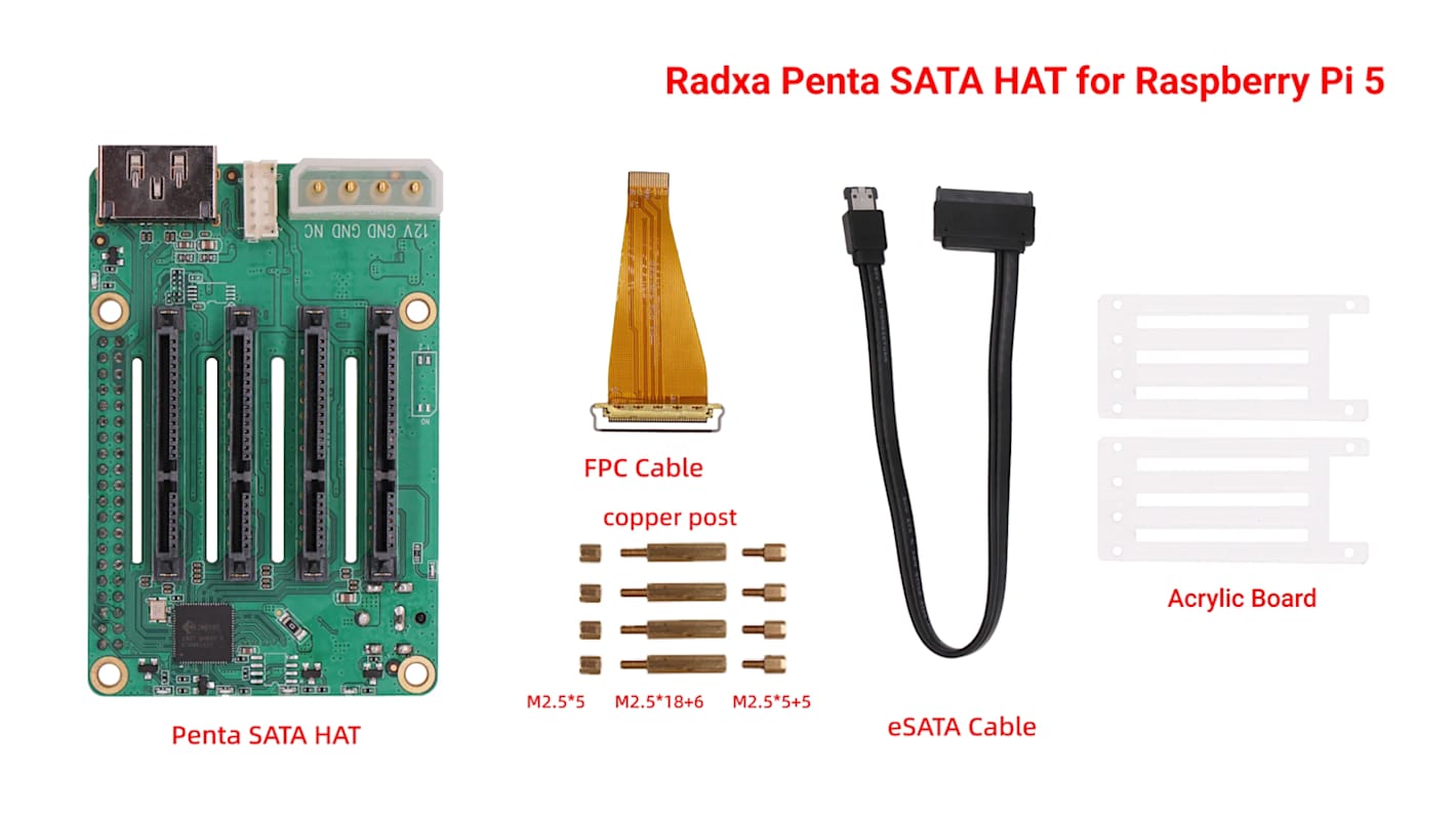 RA006A - Radxa Penta SATA HAT for RPi 5