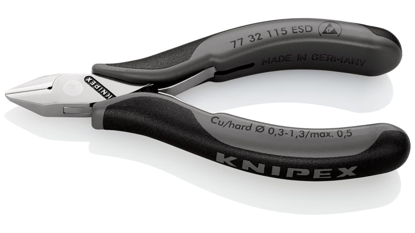 Alicate de corte diagonal de precisión Knipex, capacidad de corte 1.3mm, long. total 115 mm, , , ESD