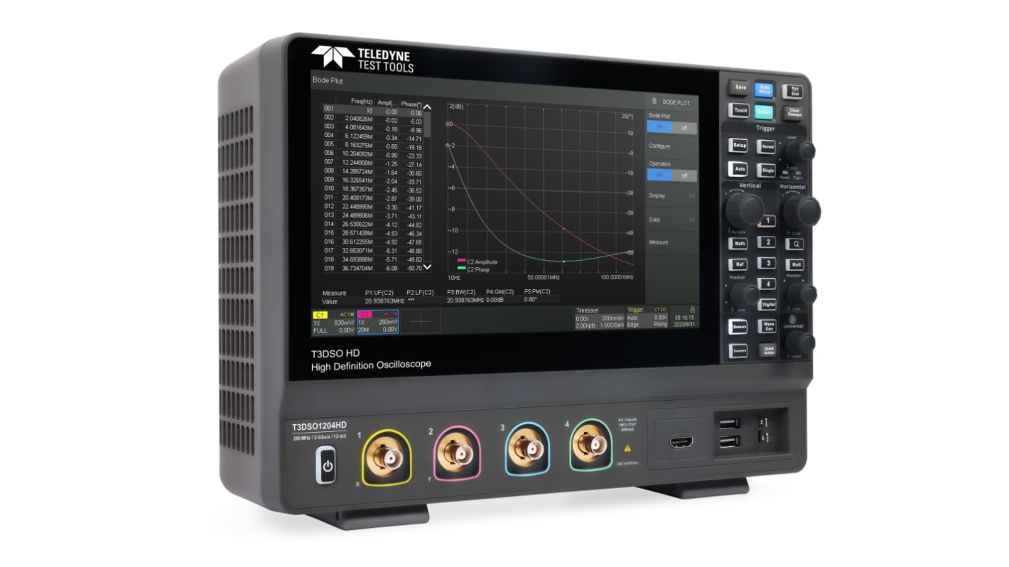 Teledyne LeCroy T3DSO1000HD Series, 200MHz Bench Oscilloscope, 4 Analogue Channels