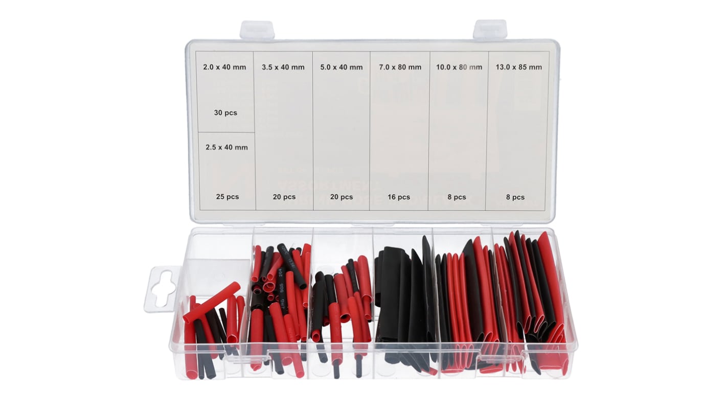 Kit di tubi termorestringenti NEMIQ Ø 40, 80, 85mm, col. Nero/Rosso, restringimento 2:1