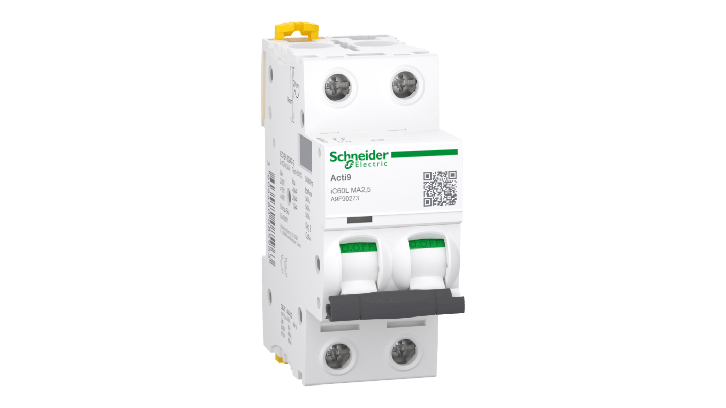 Schneider Electric Acti9 A9F MCB, 2P, 2.5A, Type AC, 440V AC, 40 kA Breaking Capacity