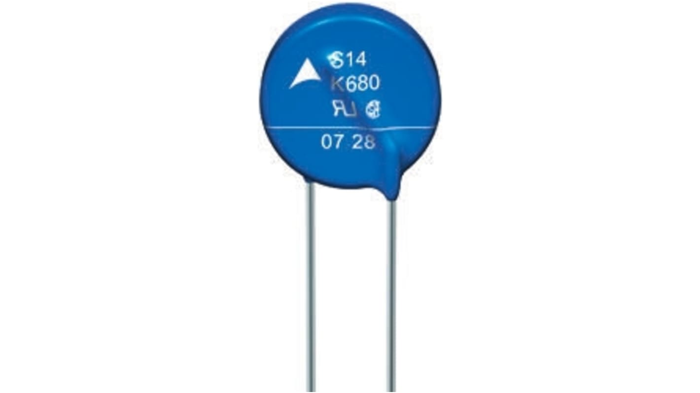 EPCOS Metalloxid-Varistor, 480pF, 100V, 60V, 4.8J, Metall / 10A, 1200A max., mm, Ø 9mm, 3.3mm