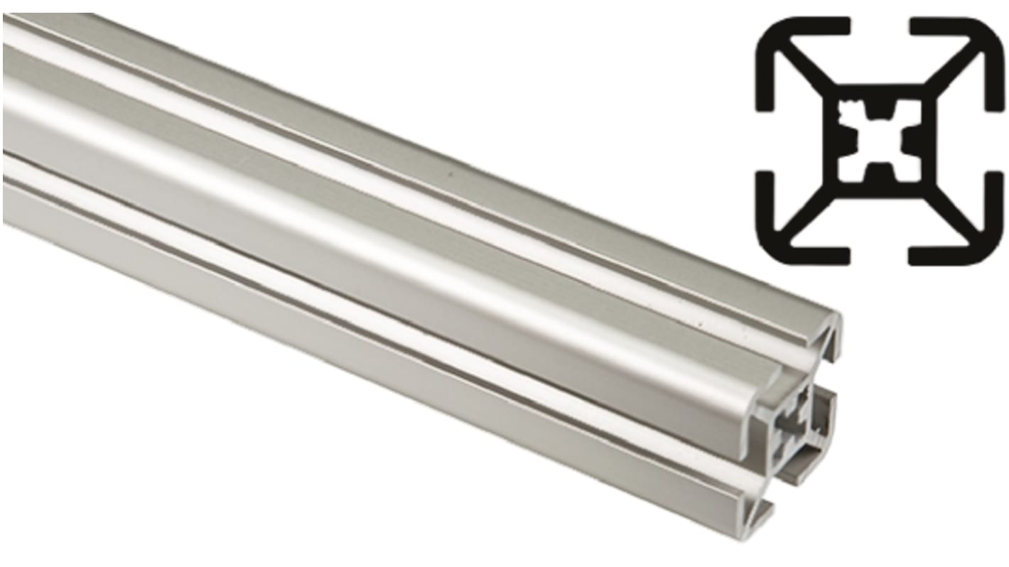 FlexLink Silver Aluminium Profile Strut, 30 x 30 mm, 7.2mm Groove, 1000mm Length, Series XF