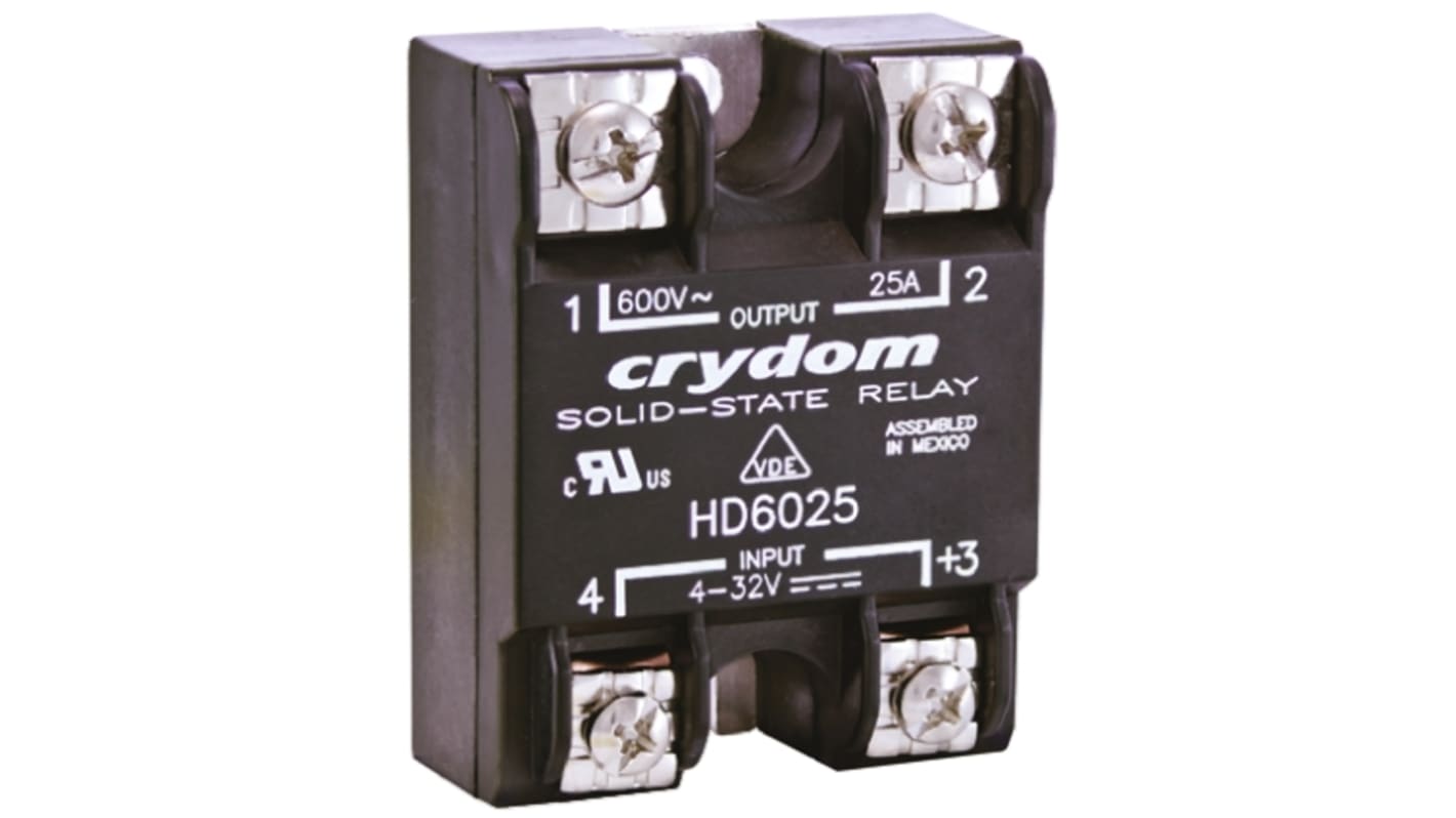 Sensata Crydom Solid State Relay, 25 A Load, Panel Mount, 660 V ac Load, 32 V Control