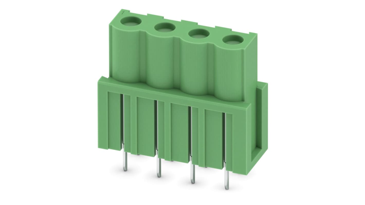Borne enchufable para PCB Ángulo recto Phoenix Contact serie ICV 2.5/ 4-G-5.08 de 4 vías, 1 fila, paso 5.08mm, para