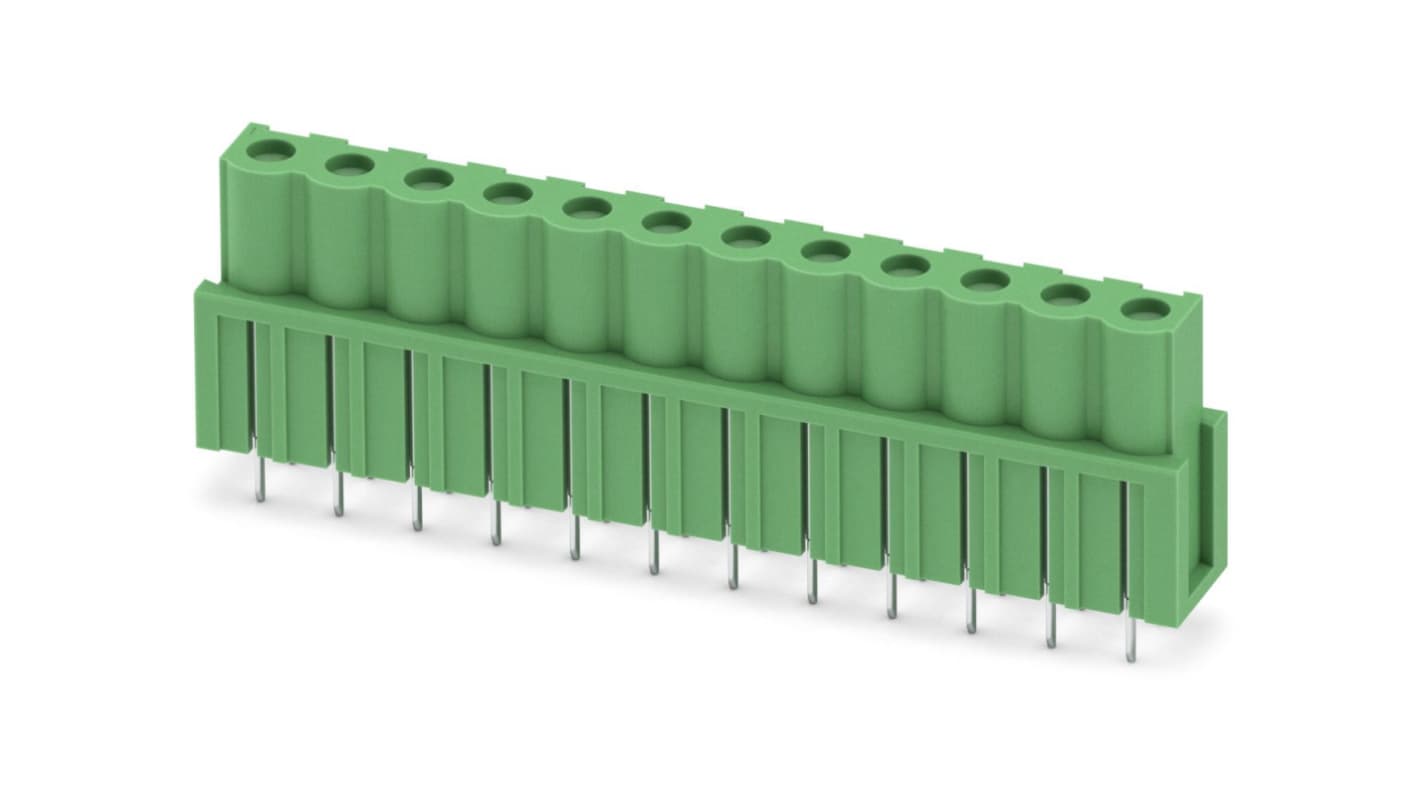 Phoenix Contact, 5.08mm Pitch, ICV 2.5/12-G-5.08, 12 Way, , Pluggable Terminal Block, Inverted Header, Through Hole,
