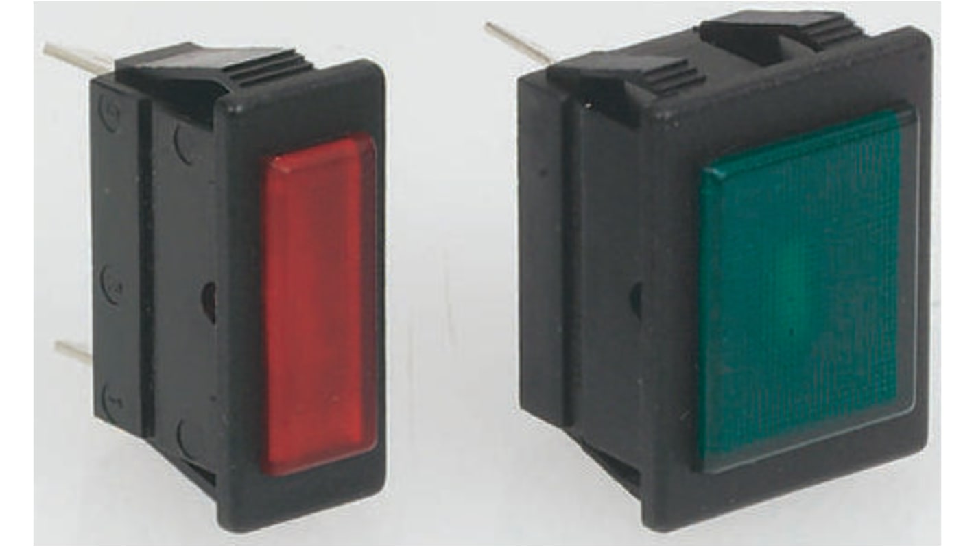 Arcolectric (Bulgin) Ltd Green Neon Panel Mount Indicator, 230V ac, 30 x 11mm Mounting Hole Size