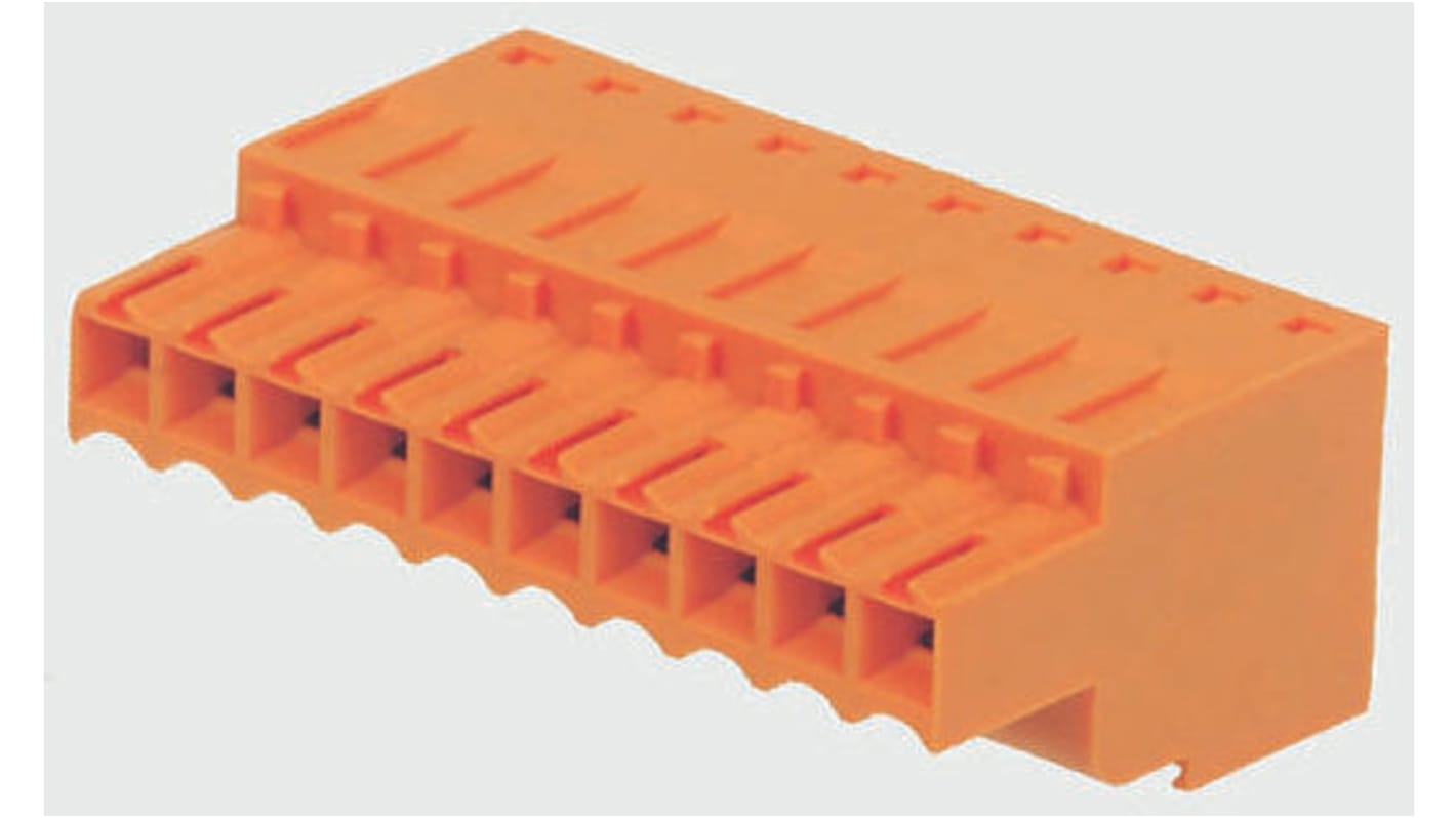 Weidmuller 6p插拔式接线端子 插头, 3.5mm间距, 14.5A, 320 V, 电缆安装, 张力夹端接, 橙色, BL系列