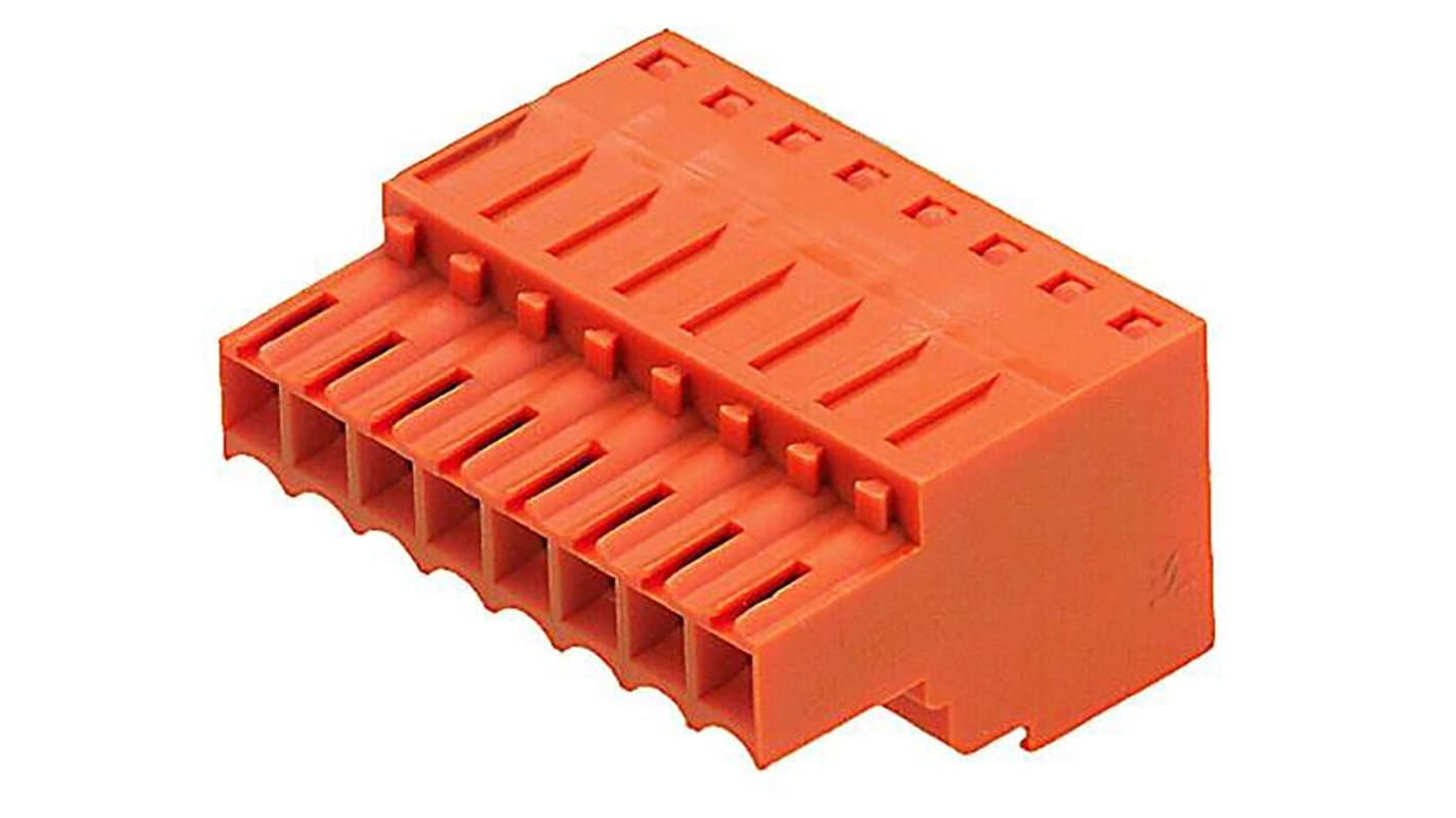 Weidmuller 3.5mm Pitch 8 Way Pluggable Terminal Block, Plug, Cable Mount, Crimp Termination