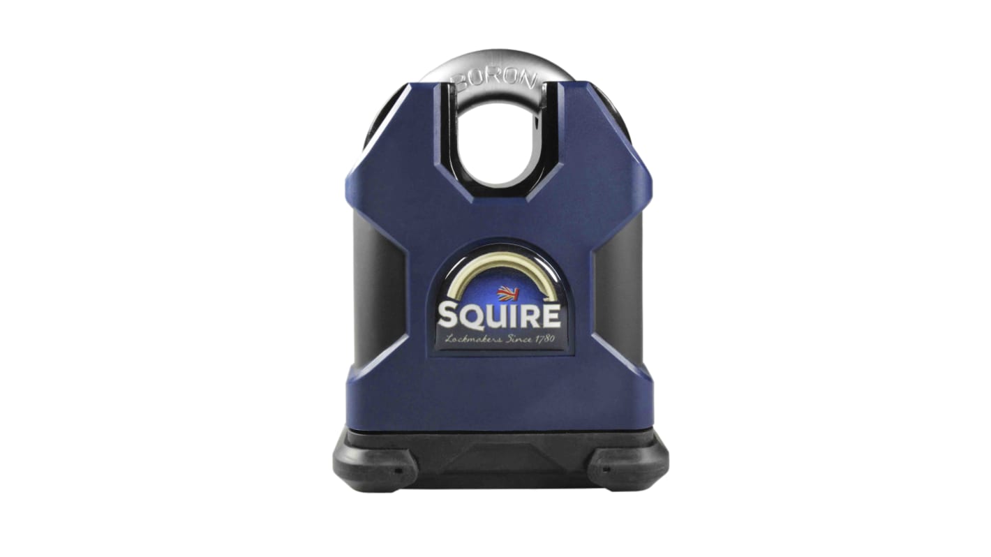 Squire 钥匙锁钢挂锁, Φ12.7mmx19mm锁钩, 硼合金，钢制, 室内/室外, 耐风雨, 蓝色