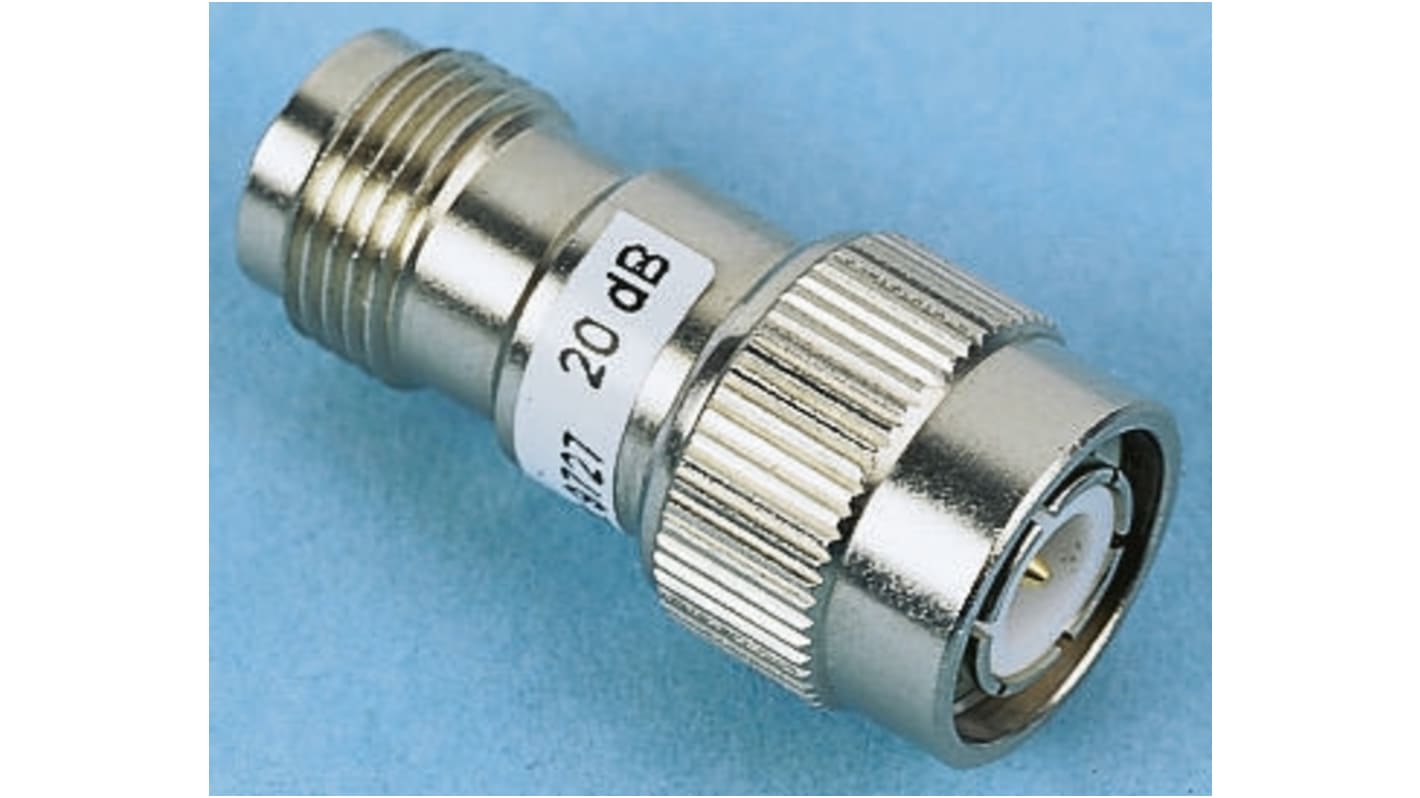 Radiall 同轴衰减器, TNC 插头到 TNC 插座, 10dB, 50Ω, 3GHz, 直向, 镀金黄铜触芯