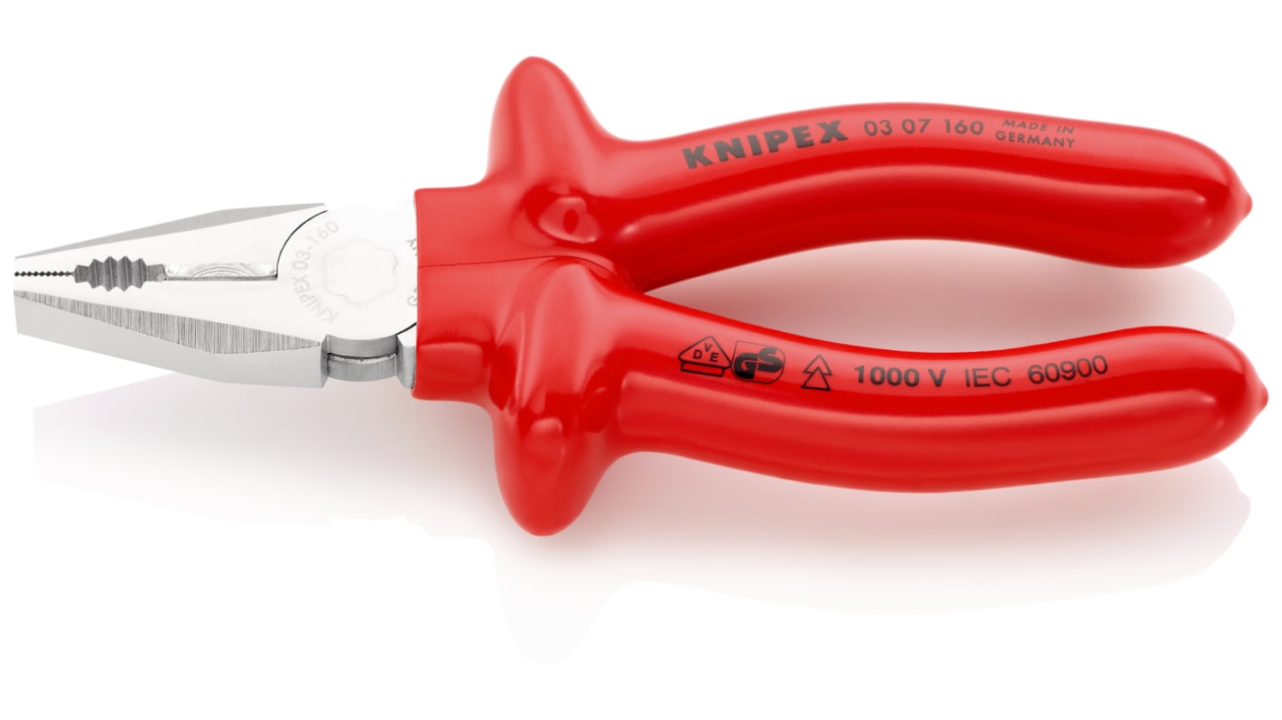 Knipex Combination Pliers, 160 mm Overall, Straight Tip, VDE/1000V