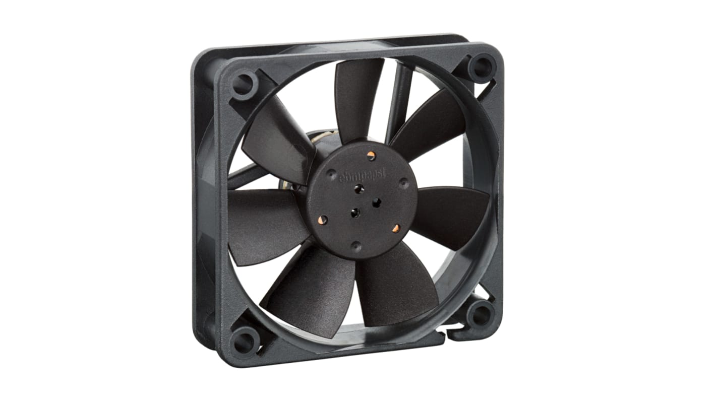 ebm-papst 600 F Series Axial Fan, 12 V dc, DC Operation, 29m³/h, 1W, 83mA Max, 60 x 60 x 15mm