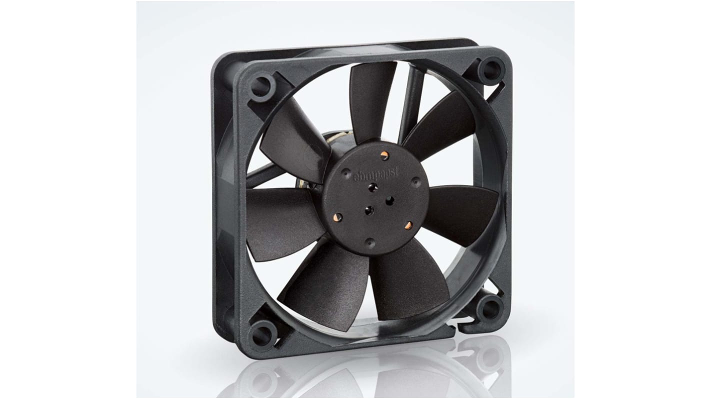 ebm-papst 直流轴流风机, 24 V dc电源, 29m³/h, 1.1W, 最大46mA, 3900rpm, 60 x 60 x 15mm, IP20, 600 F系列