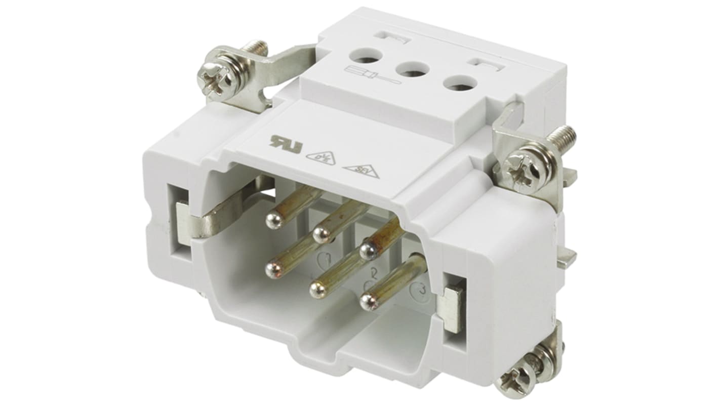 TE Connectivity HE Industrie-Steckverbinder Kontakteinsatz, 6-polig 16A Stecker