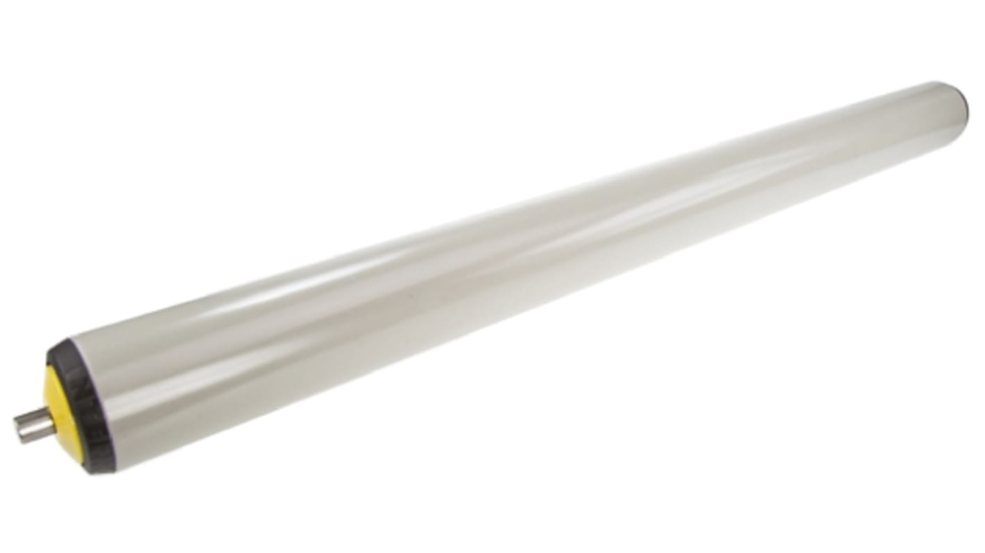 Interroll PVC输送机滚筒, 40mm直径, 500mm长, 8mm轴长, 弹簧加载固定, 0.25m/s最大输送速度