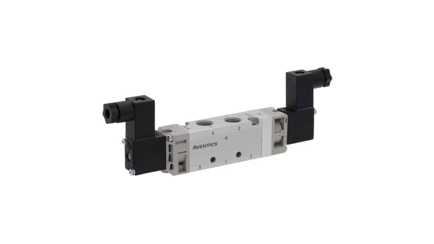 Electrodistributeur pneumatique EMERSON – ASCO serie 521 fonction 5/3 W3, Assistée/Assistée, G 1/4, 24V c.c.