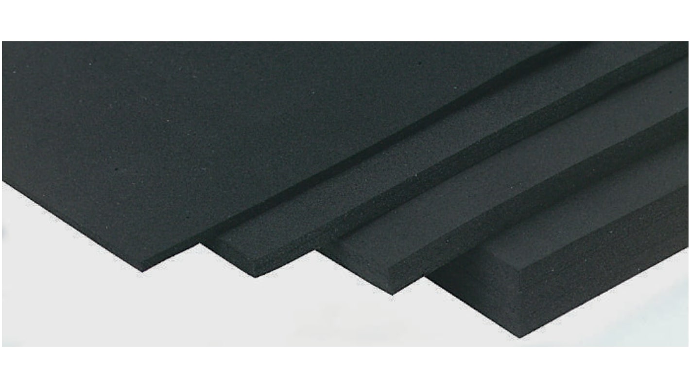 RS PRO Gummimatte EPDM, Schwarz, 1.2m x 3mm x 1.2m 1.13g/cm³ Nein