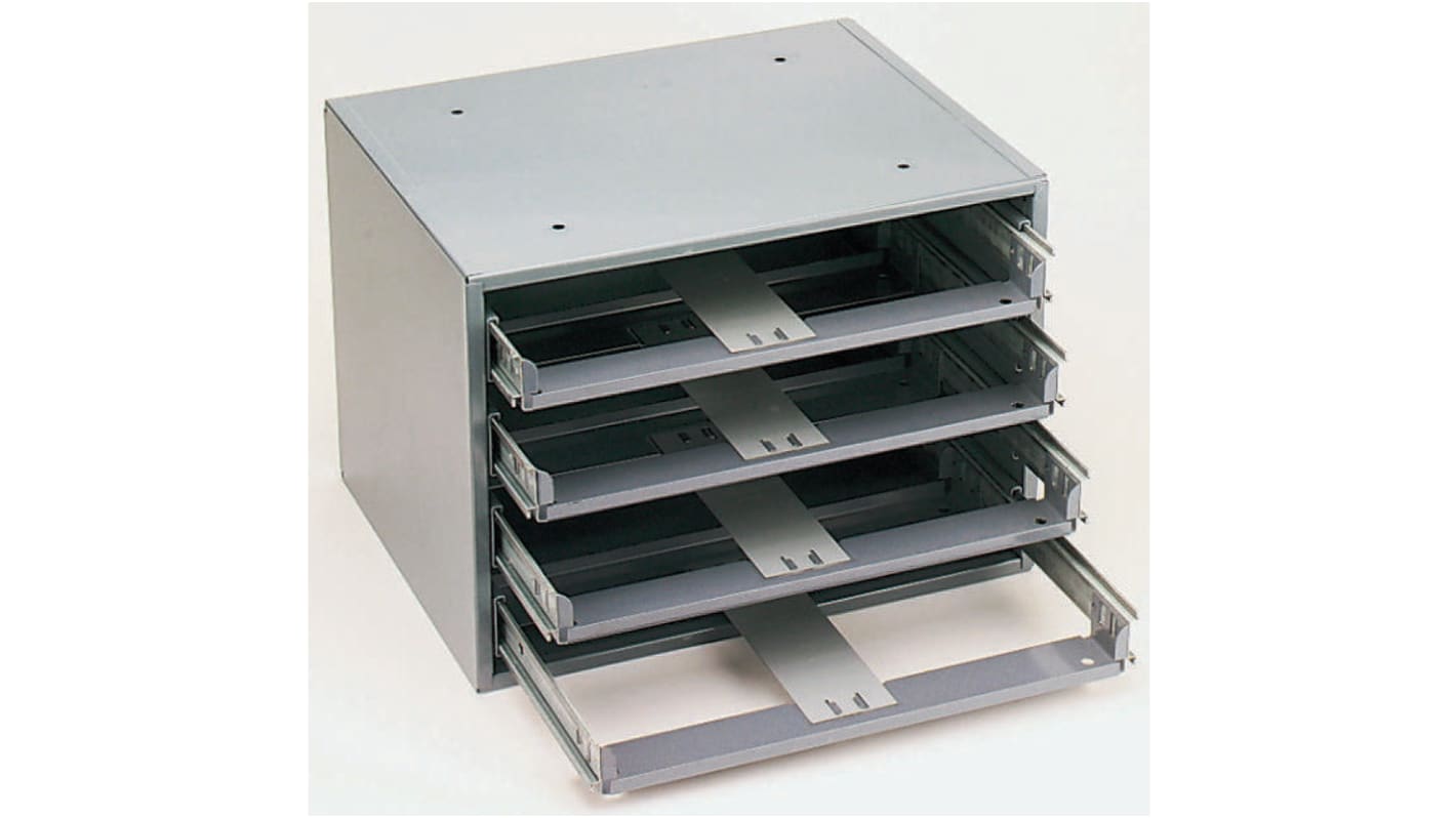 Durham 4 Cell Grey Steel Compartment Box, 381mm x 508mm x 400mm