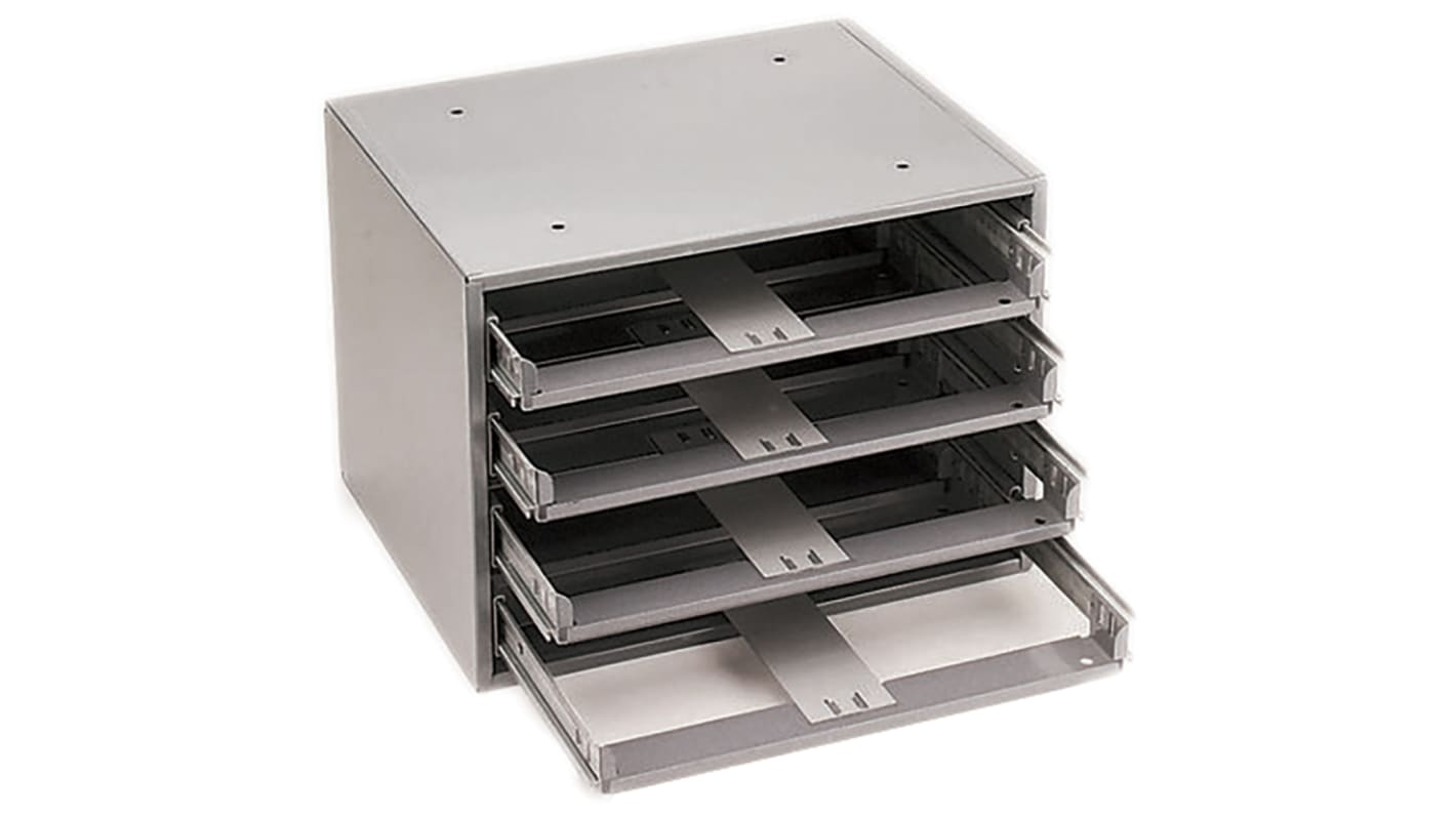 Contenitore modulare Durham in Acciaio, 4 scomparti, 285mm x 387mm x 298mm