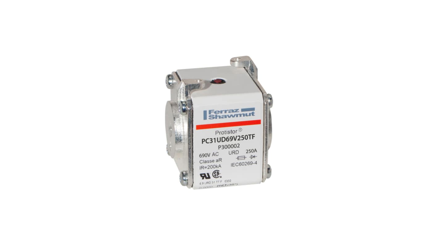 Mersen 250A size 31 FF Square Body Fuse, aR, 700V