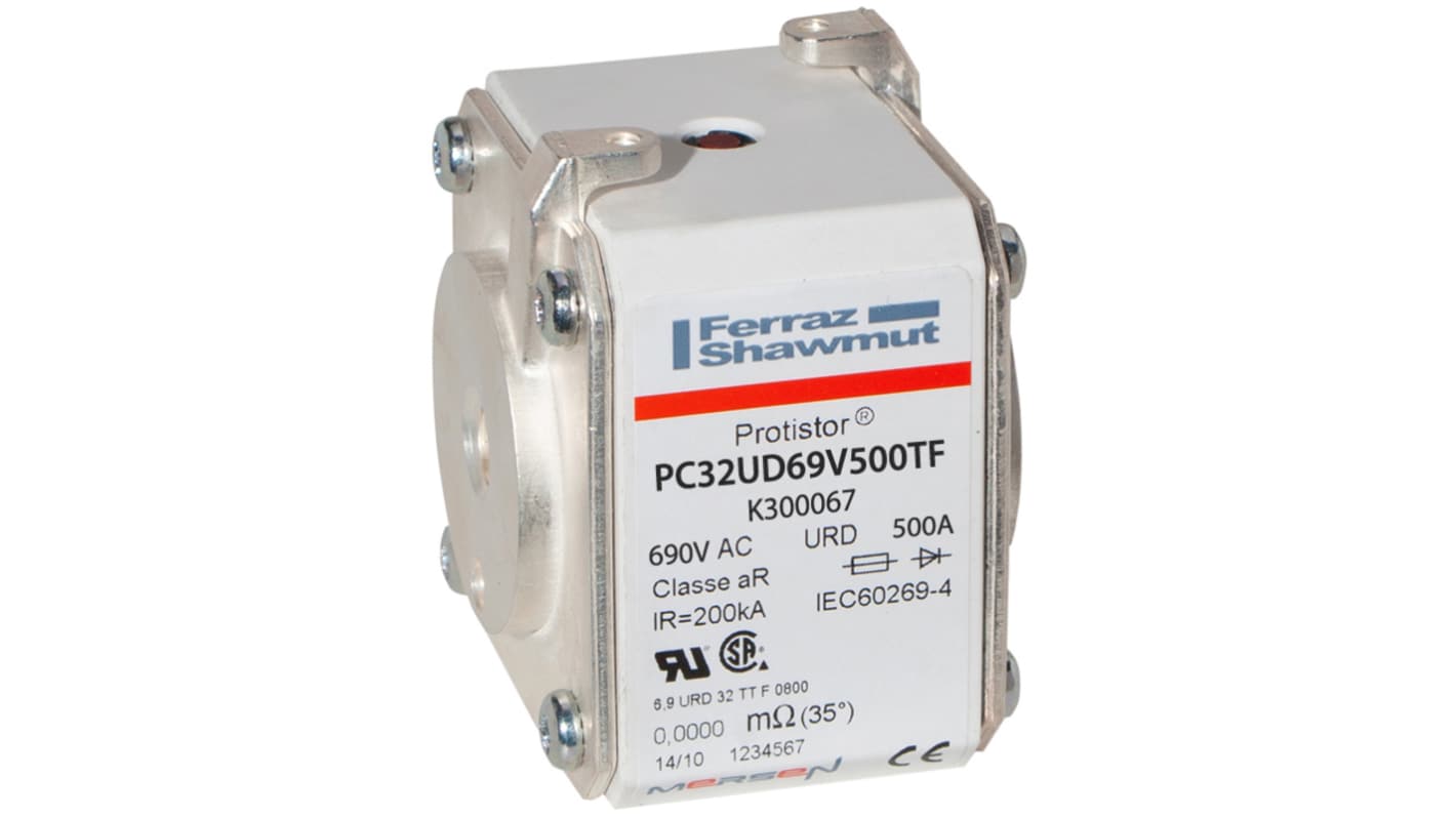 Mersen 500A size 32 FF Square Body Fuse, aR, 700V
