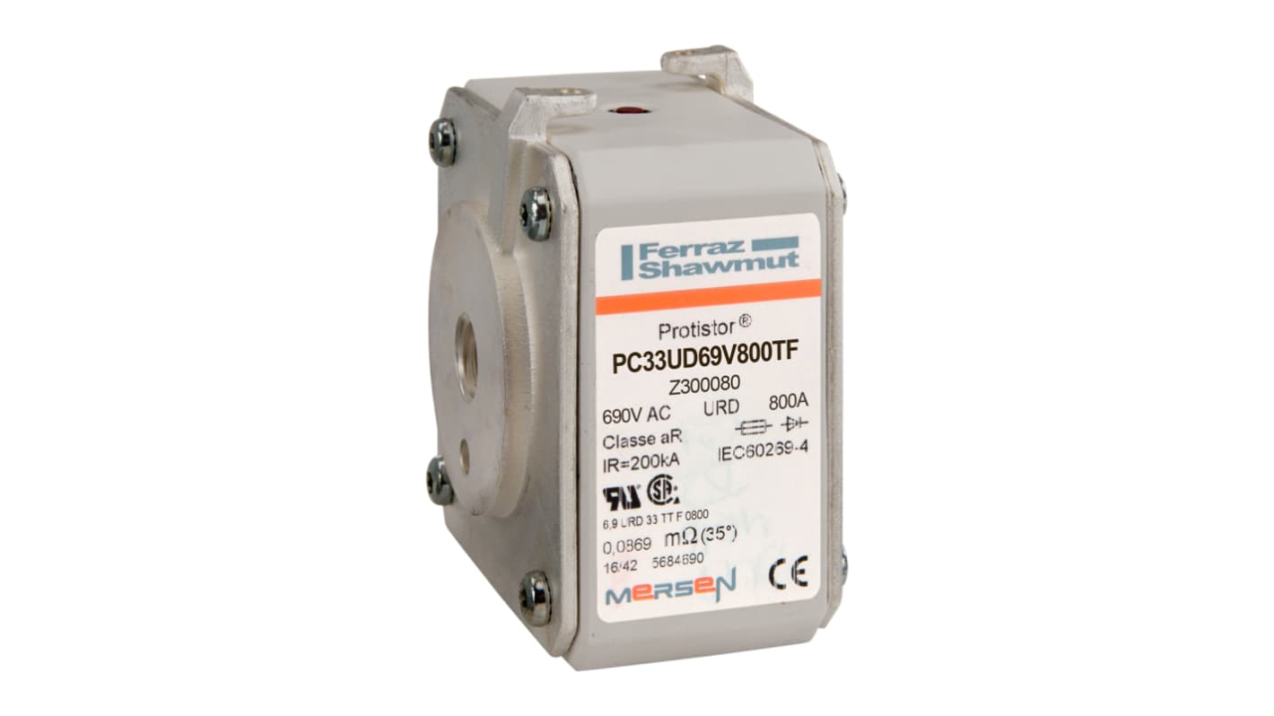 Mersen 800A size 33 FF Square Body Fuse, aR, 700V
