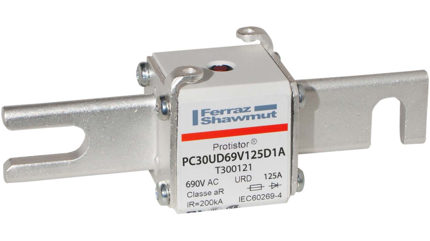 Fusibili conformi agli standard tedeschi, Mersen, 125A, fusibile 30 con velocità FF, standard DIN 110, fori di