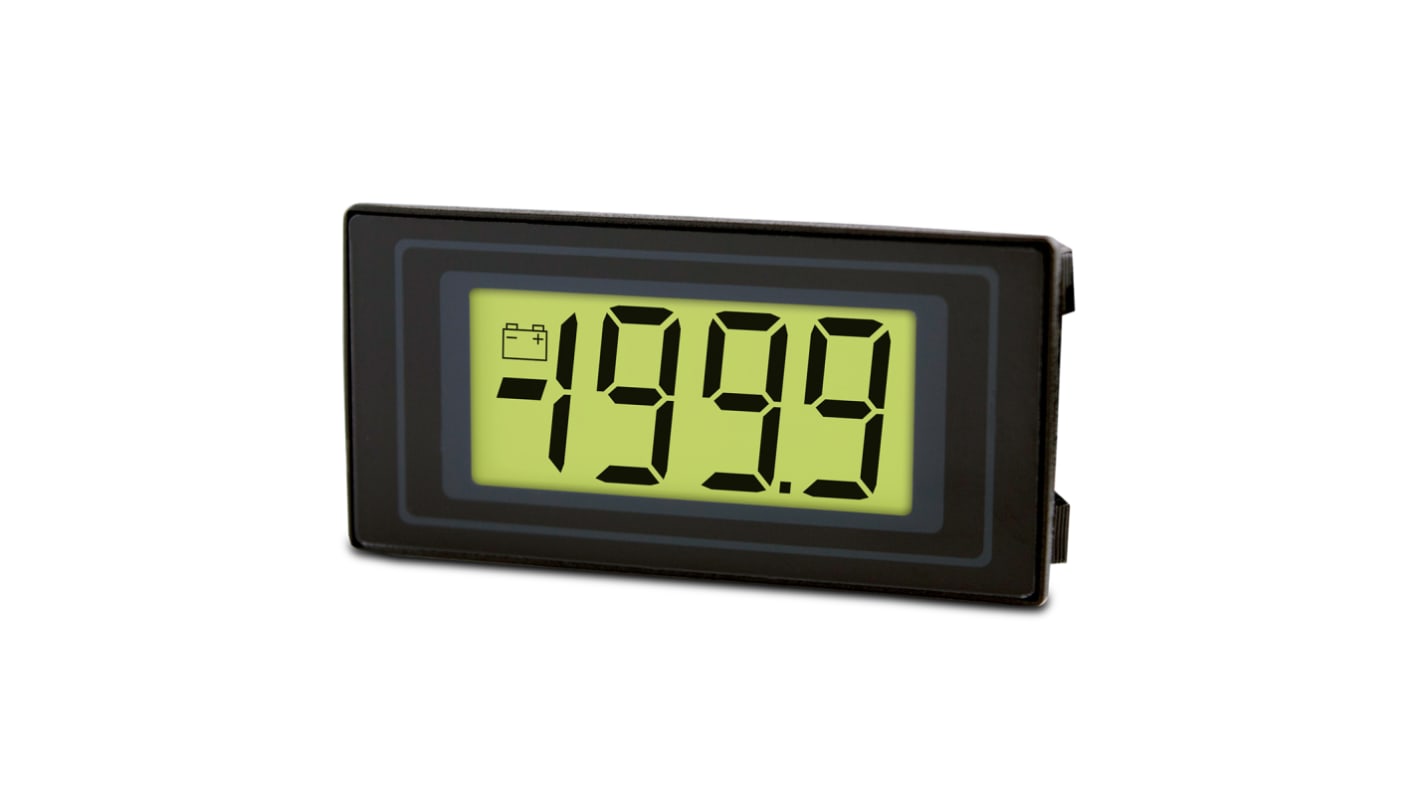 Lascar 直流数字电压表 , 7.5 → 14 V, 3.5位数, +/-1%精度, 45mm x 22.2mm切面