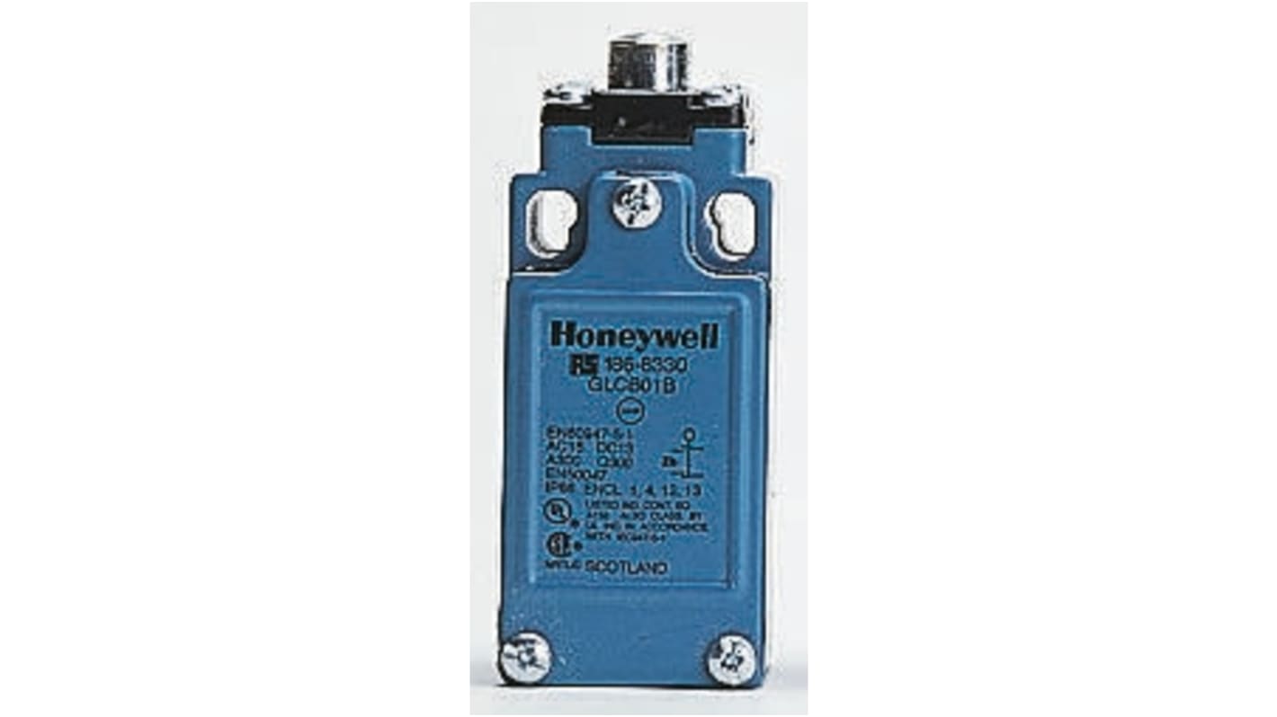 Honeywell GLC Series Plunger Limit Switch, NO/NC, IP66, SPDT 1NO/1NC Gold Contacts, Die Cast Zinc Housing, 50V ac Max,