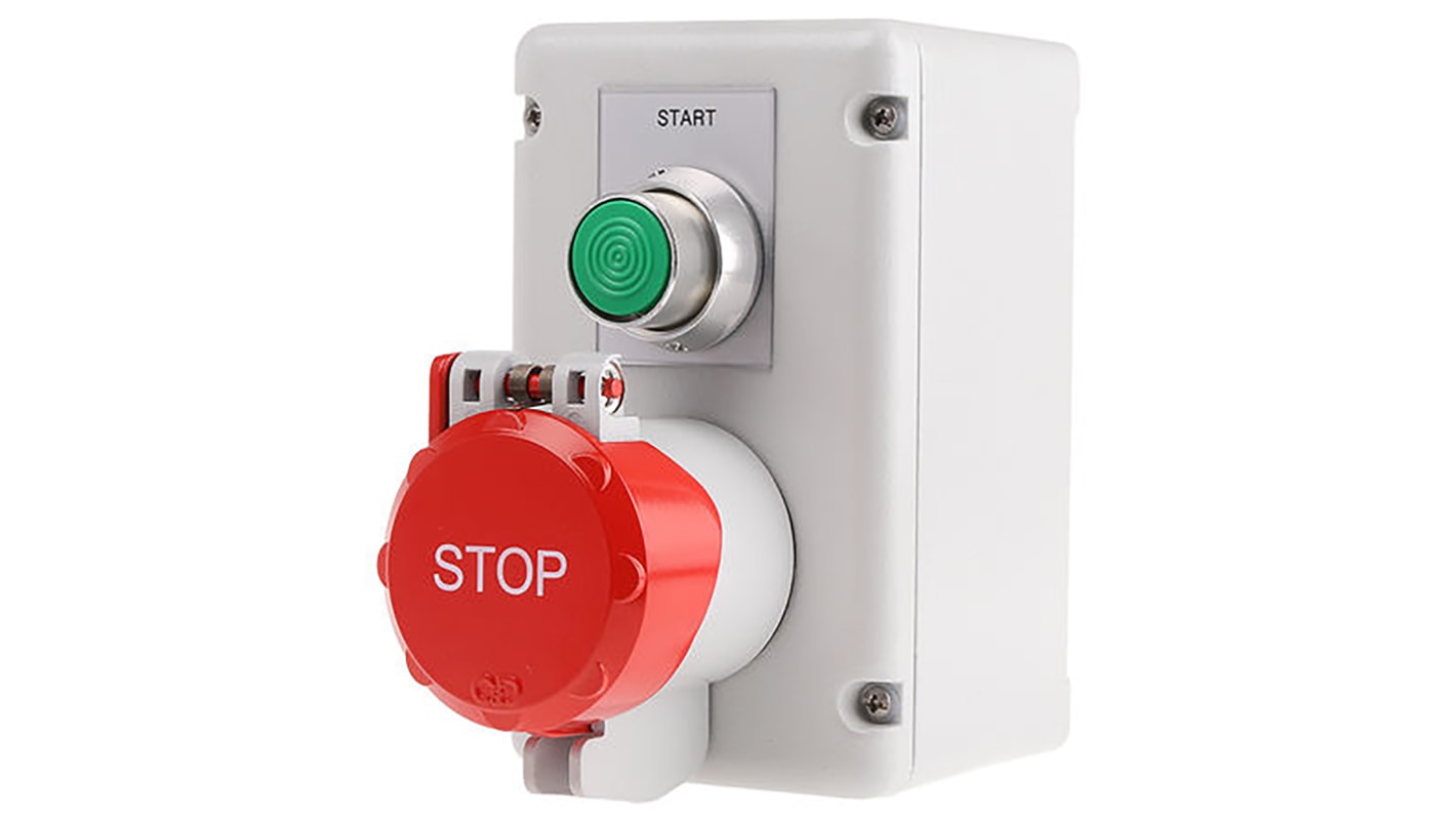 Craig & Derricott Momentary (Start), Pull to Reset (Stop) Push Button Control Station - SPDT, Die Cast Aluminium,