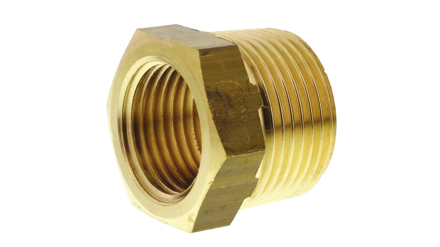 Legris Brass Pipe Fitting, Straight Threaded Reducer, Male R 3/4in to Female G 1/2in