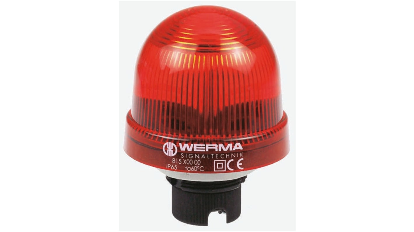 Werma EM 817 Series Red Flashing Beacon, 230 V ac, Panel Mount, Xenon Bulb