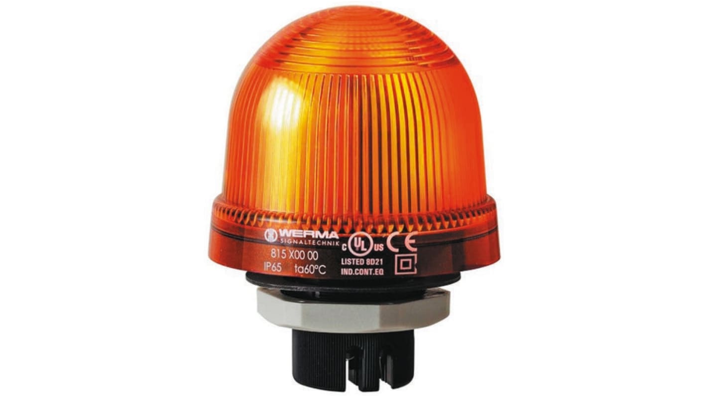 Werma EM 817 Series Yellow Flashing Beacon, 230 V ac, Built-in Mount, Xenon Bulb, IP65