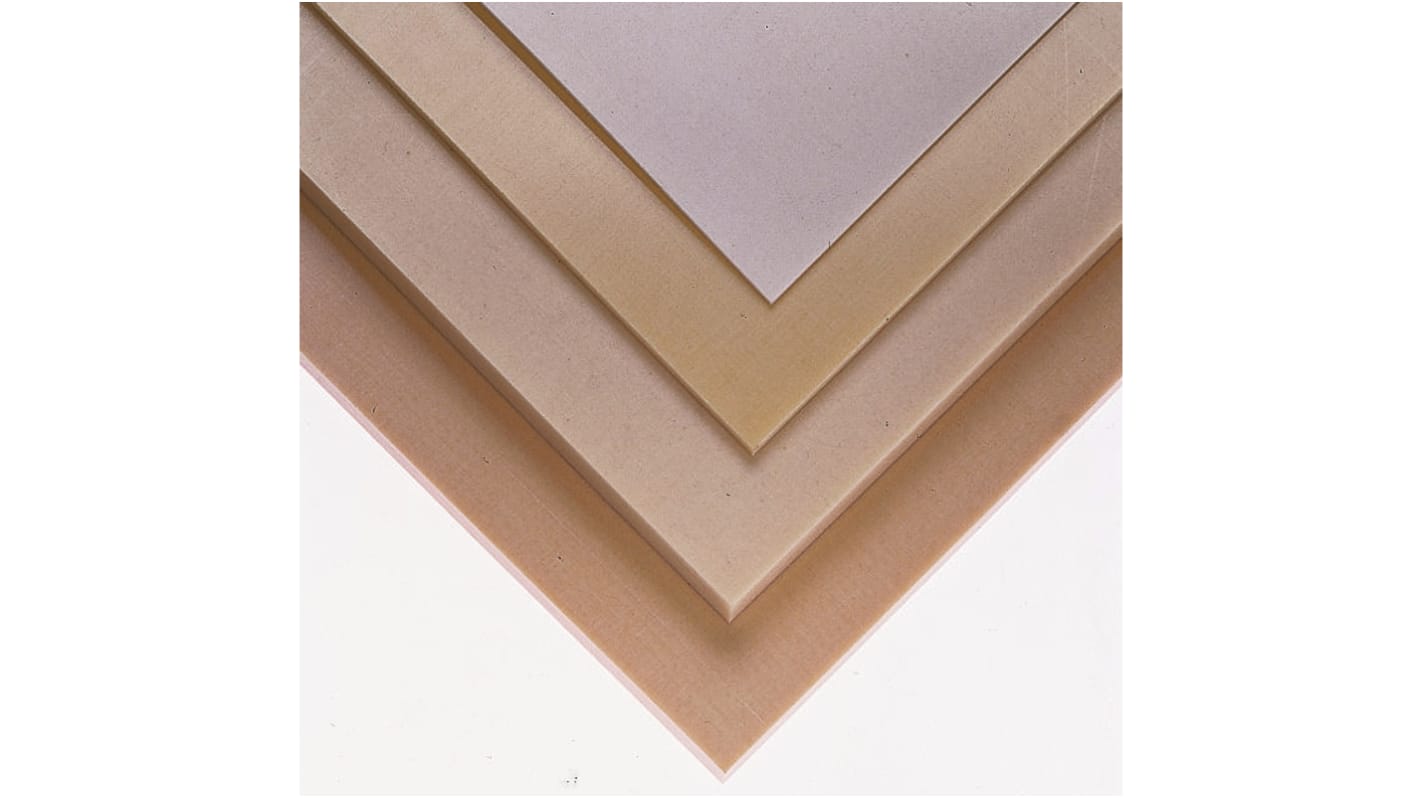 Tufnol Beige Plastic Sheet, 590mm x 285mm x 20mm, Epoxy Resin, Weave Cotton