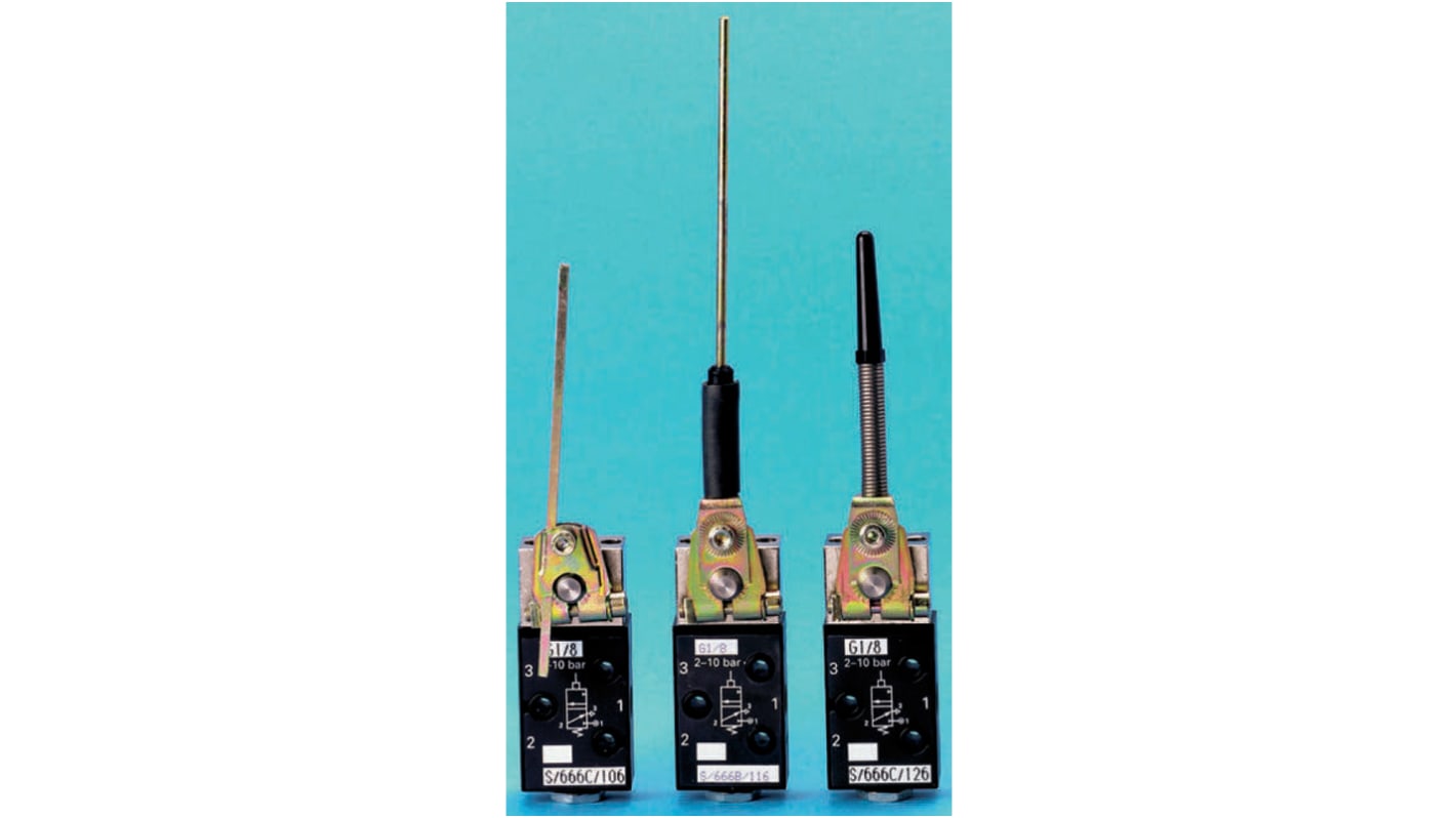 Norgren Manuel styreventil til pneumatik, Antenne aktuator, G 1/8, Trykstøbt zinklegering 1/8tommer G, , -5°C