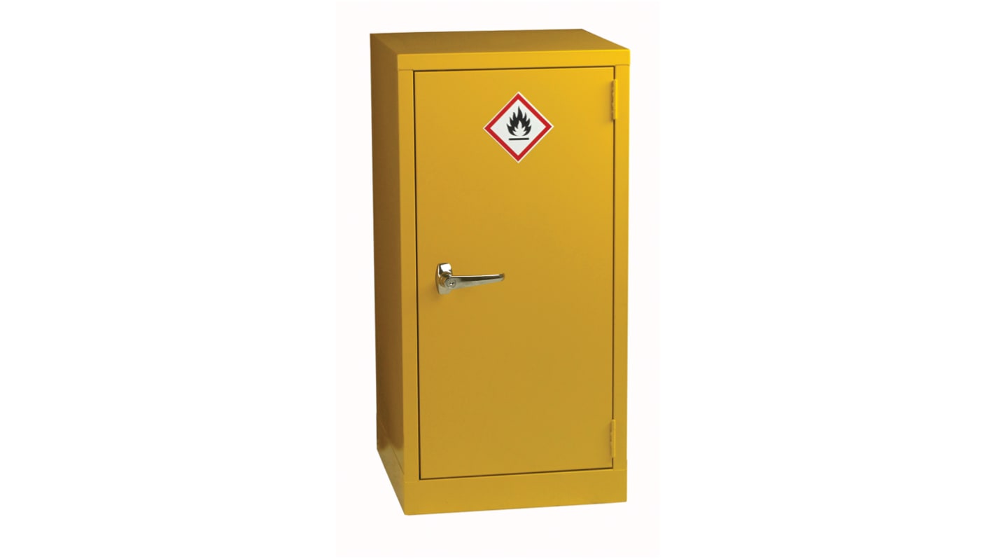 Armoire pour produits dangereux, 1 étagère, Jaune, en Acier, verrouillable, 915mm x 459mm x 459mm