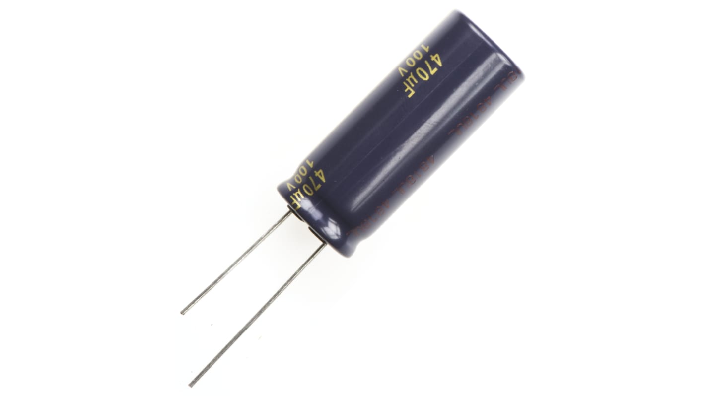 Panasonic 470μF Aluminium Electrolytic Capacitor 100V dc, Radial, Through Hole - EEUFC2A471