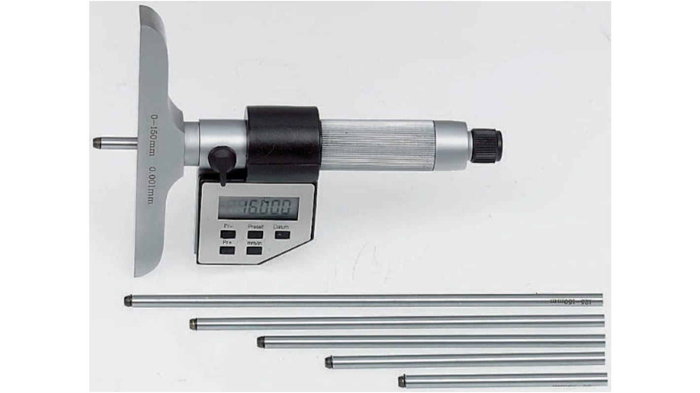 RS PRO 150mm  Imperial & Metric Depth Gauge Micrometer