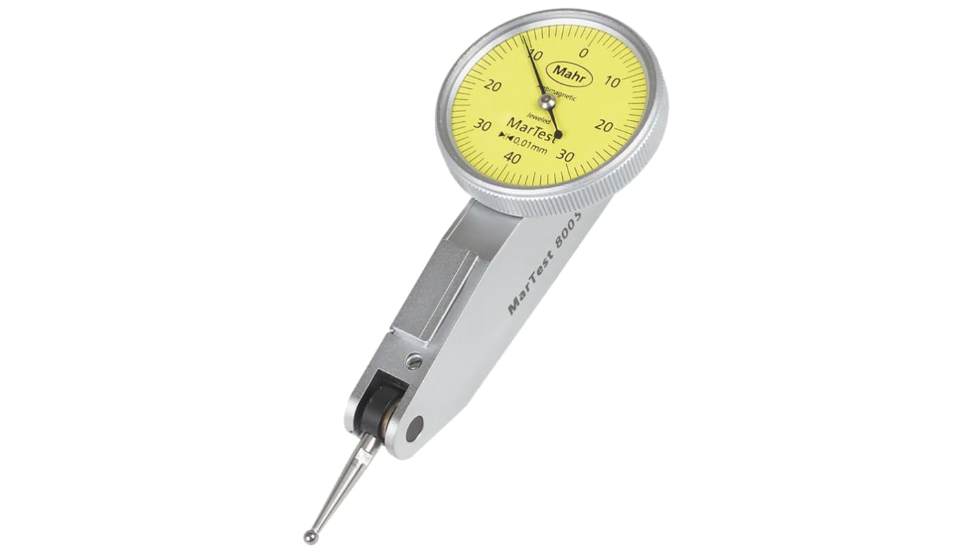 Mahr 4305200RS Metric Lever Dial Indicator, +0.4mm Max. Measurement, 0.01 mm Resolution, ±13 μm Accuracy