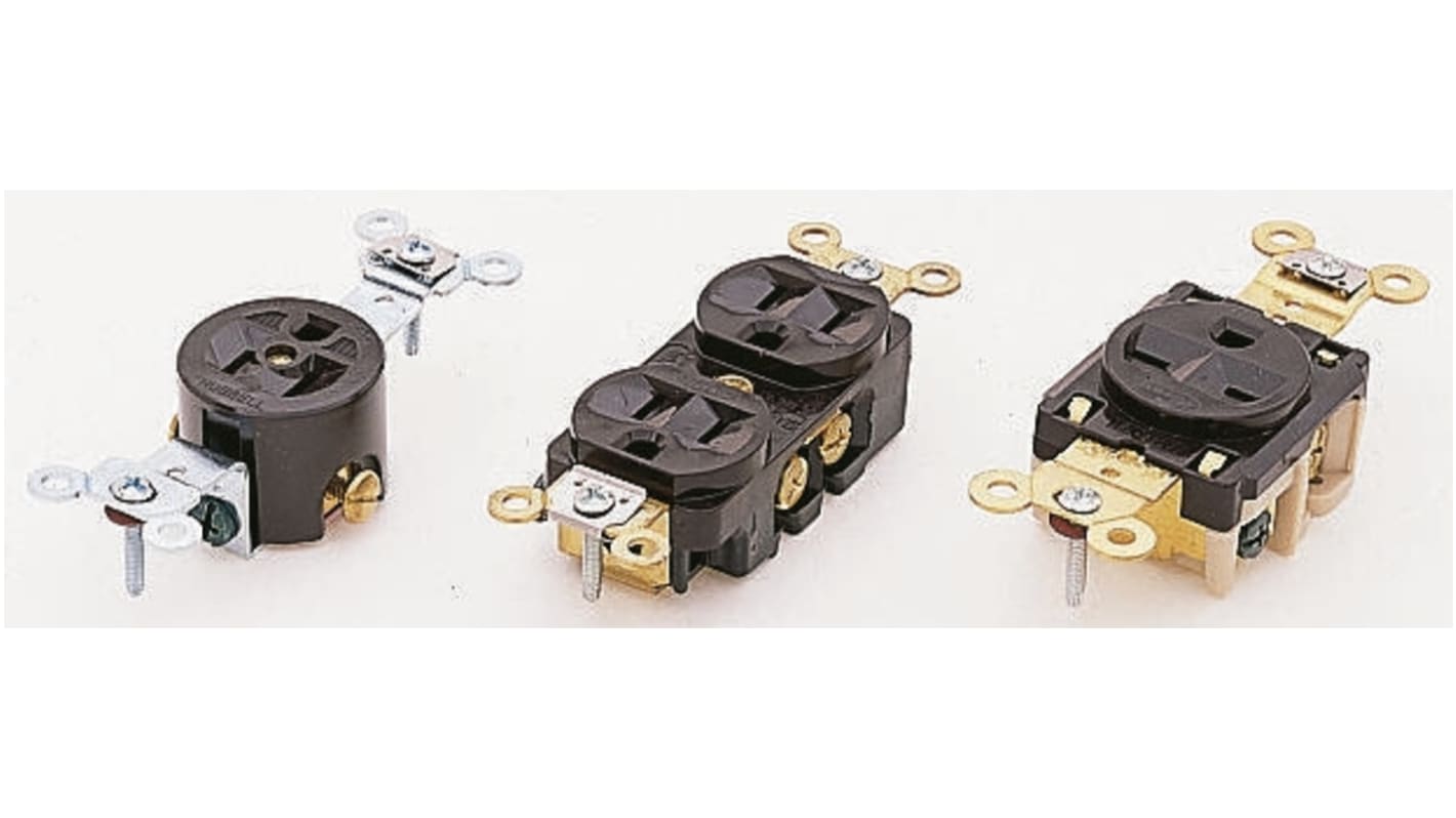 Hubbell Brown 2 Gang Plug Socket, 15A, NEMA 5-15R