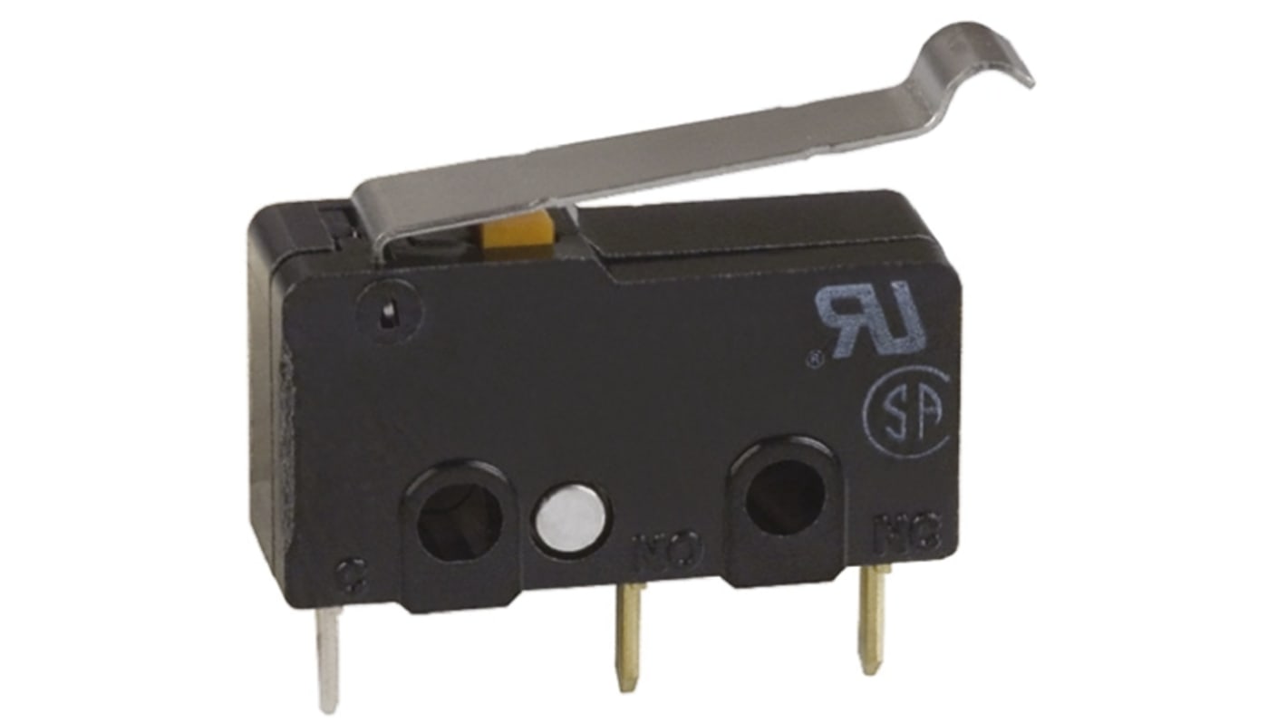 Omron Mikroschalter Rollenhebel simuliert-Betätiger PCB, 100 mA @ 30 V dc, SPDT IP 40 0,16 N -25°C - +85°C