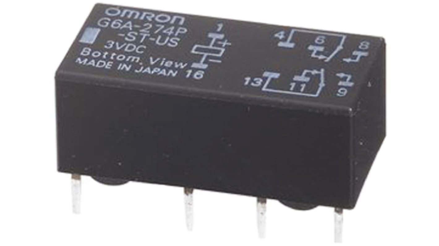 オムロン シグナルリレー, 5V dc, DPDT, 基板実装, G6A-274P-ST-US DC5