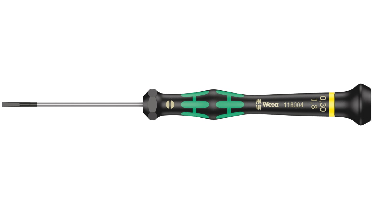 Wera 一字精密螺丝刀, 1.8 x 0.3 mm规格, 60 mm刀长