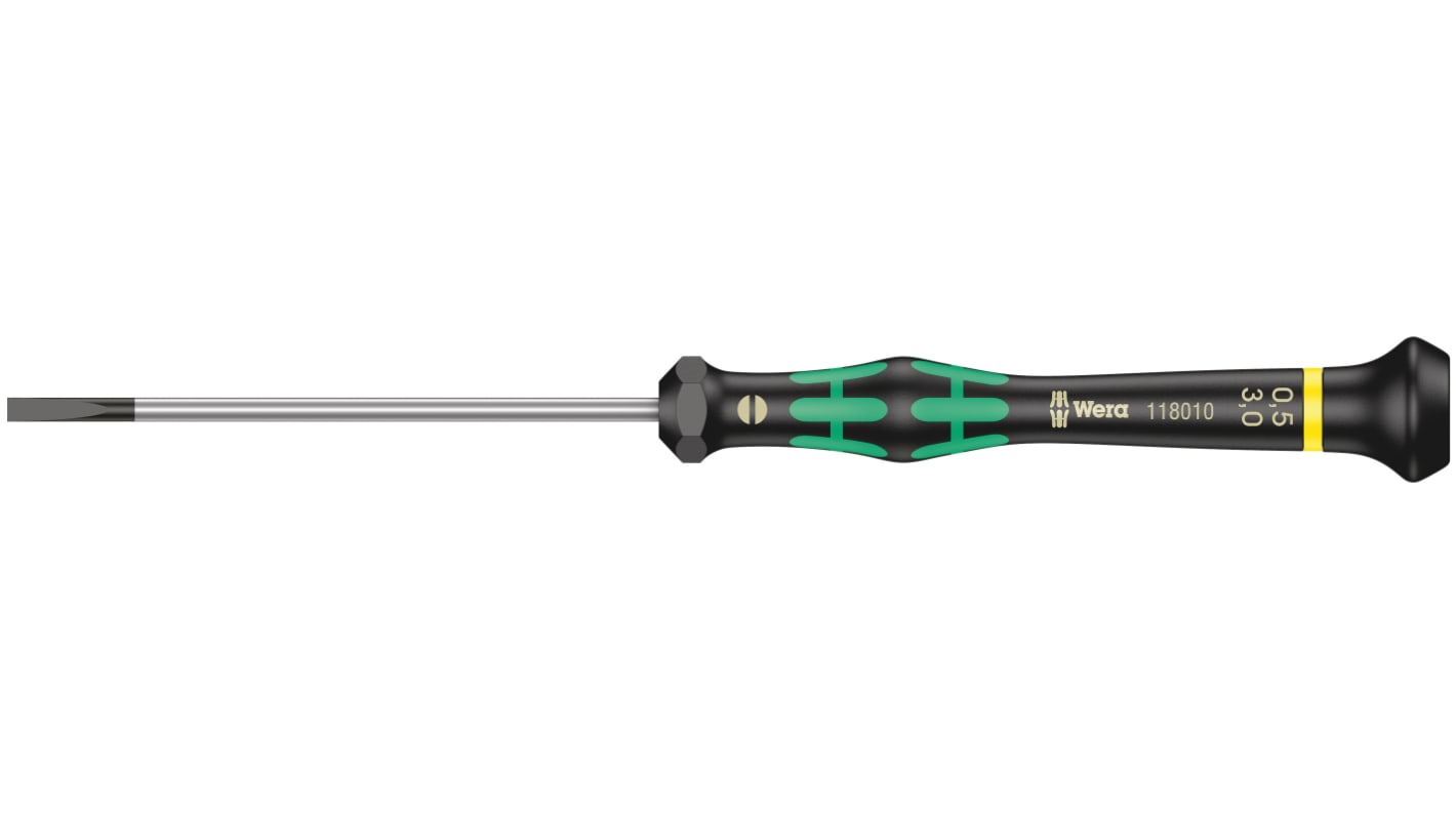 Wera 一字精密螺丝刀, 3 x 0.5 mm规格, 80 mm刀长, 177 mm总长, 2035