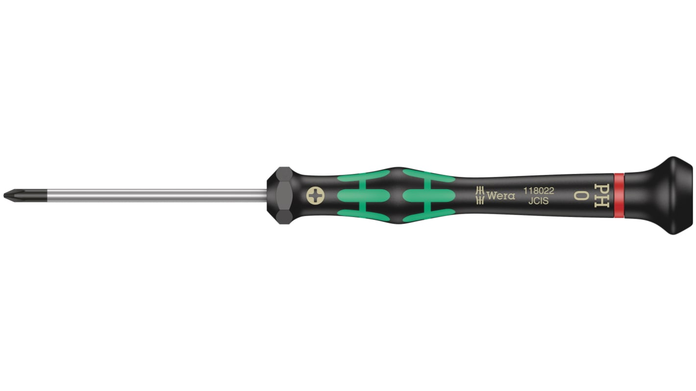 Wera Phillips Precision Screwdriver, PH0 Tip, 60 mm Blade, 157 mm Overall